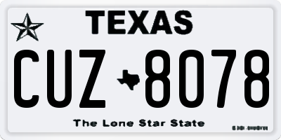 TX license plate CUZ8078