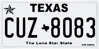 TX license plate CUZ8083
