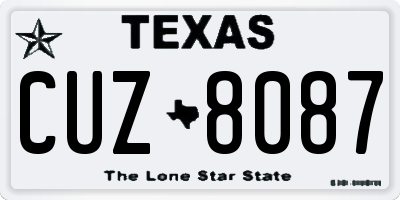 TX license plate CUZ8087