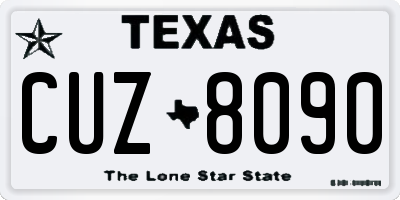 TX license plate CUZ8090