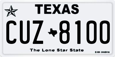 TX license plate CUZ8100