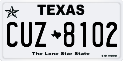 TX license plate CUZ8102