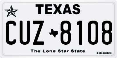 TX license plate CUZ8108