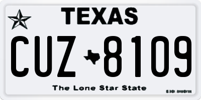 TX license plate CUZ8109