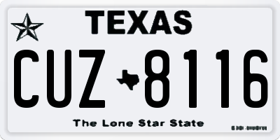 TX license plate CUZ8116