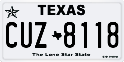 TX license plate CUZ8118