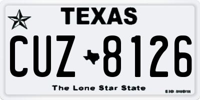 TX license plate CUZ8126