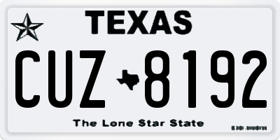 TX license plate CUZ8192