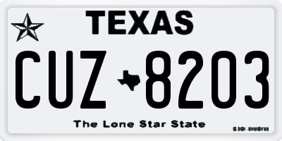 TX license plate CUZ8203