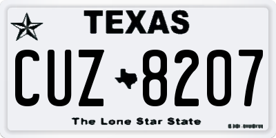 TX license plate CUZ8207