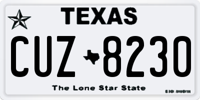 TX license plate CUZ8230