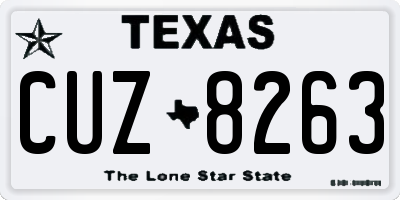 TX license plate CUZ8263