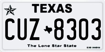 TX license plate CUZ8303