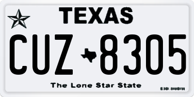 TX license plate CUZ8305