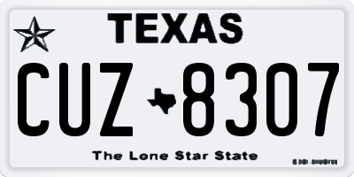 TX license plate CUZ8307