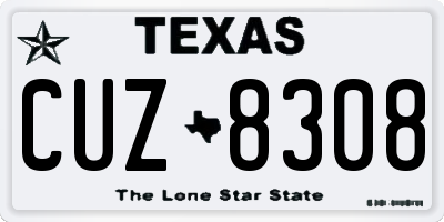 TX license plate CUZ8308