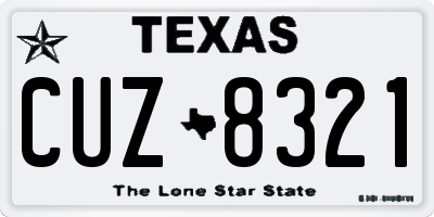 TX license plate CUZ8321