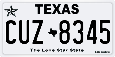 TX license plate CUZ8345