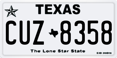 TX license plate CUZ8358