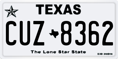 TX license plate CUZ8362