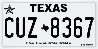 TX license plate CUZ8367