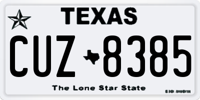 TX license plate CUZ8385