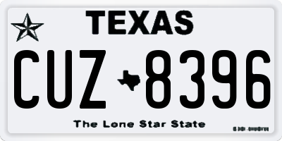 TX license plate CUZ8396