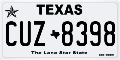 TX license plate CUZ8398