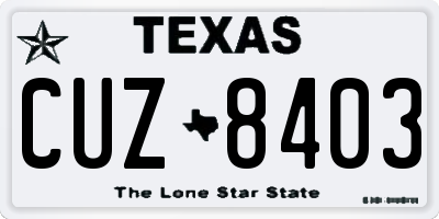 TX license plate CUZ8403