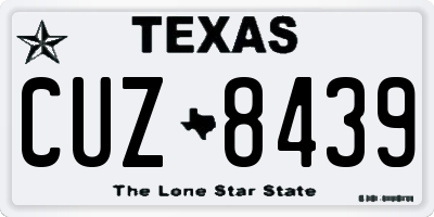 TX license plate CUZ8439