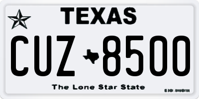 TX license plate CUZ8500