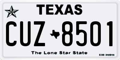 TX license plate CUZ8501