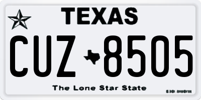 TX license plate CUZ8505