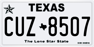 TX license plate CUZ8507