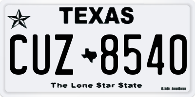 TX license plate CUZ8540