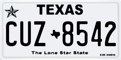 TX license plate CUZ8542