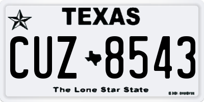 TX license plate CUZ8543