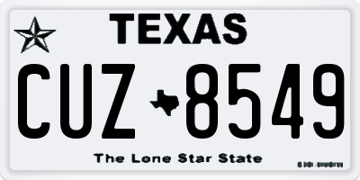 TX license plate CUZ8549
