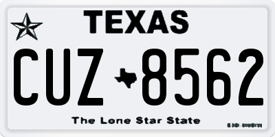 TX license plate CUZ8562