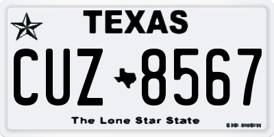 TX license plate CUZ8567