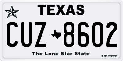 TX license plate CUZ8602