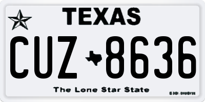 TX license plate CUZ8636