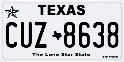 TX license plate CUZ8638