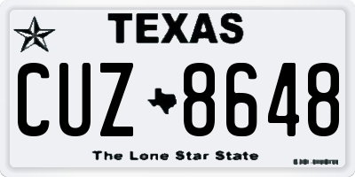 TX license plate CUZ8648