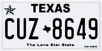 TX license plate CUZ8649