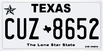 TX license plate CUZ8652