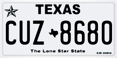 TX license plate CUZ8680