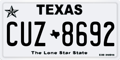 TX license plate CUZ8692