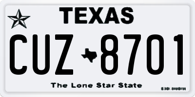 TX license plate CUZ8701