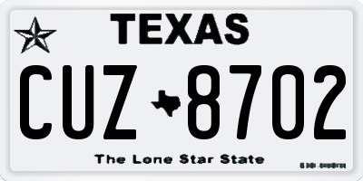 TX license plate CUZ8702